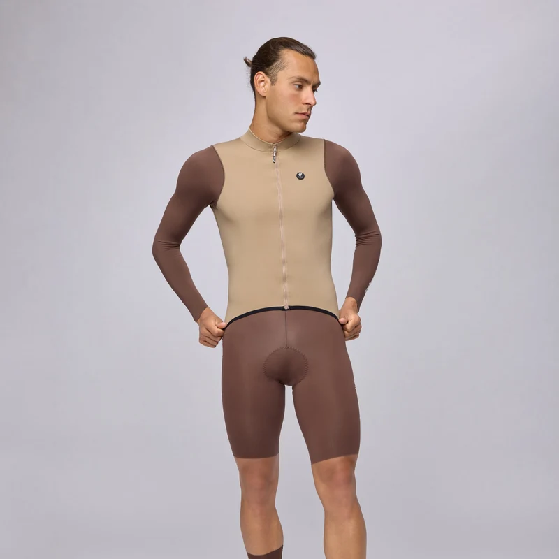 Maglia maniche lunghe Pissei Primapelle Bicolor - Argilla espresso
