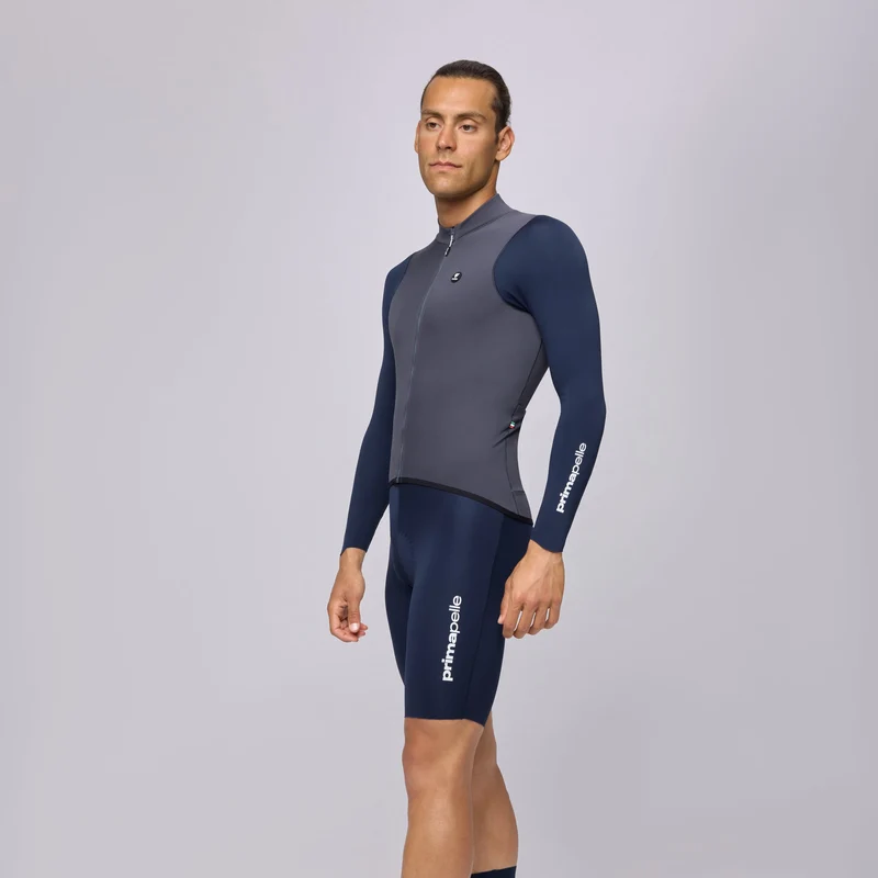 Maglia maniche lunghe Pissei Primapelle Bicolor - Grigio blu