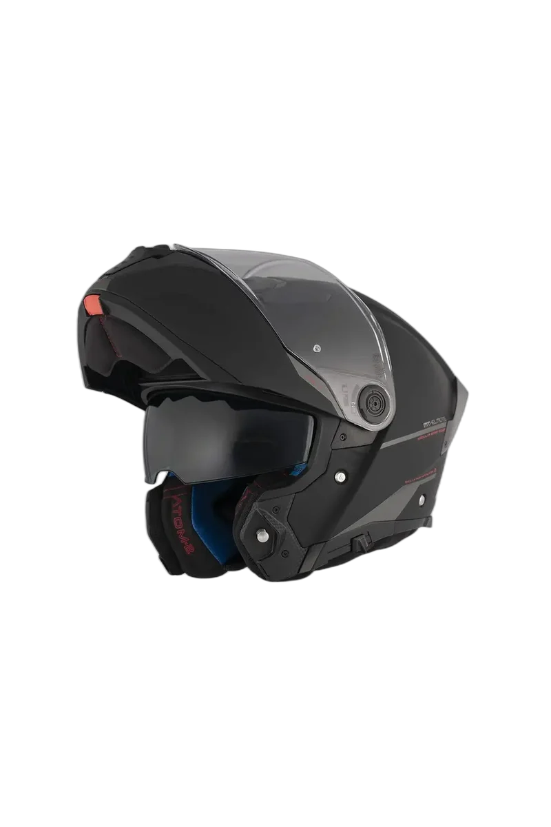 MT ATOM 2 SV SOLID MODULARE FILP UP A1 CASCHI DI MOTO NERO OPACO