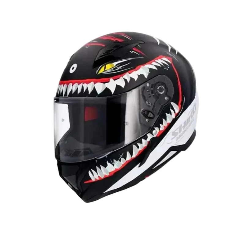 SHIRO HUNTER SHARK INTEGRALI CASCHI DI MOTO OPACO NERO BIANCO