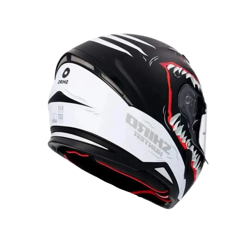 SHIRO HUNTER SHARK INTEGRALI CASCHI DI MOTO OPACO NERO BIANCO