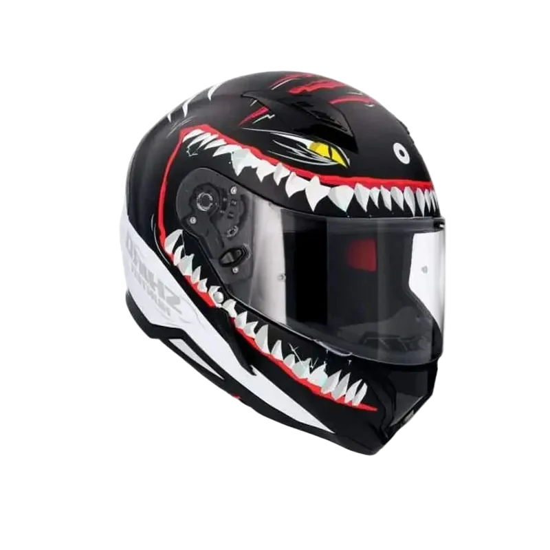 SHIRO HUNTER SHARK INTEGRALI CASCHI DI MOTO OPACO NERO BIANCO