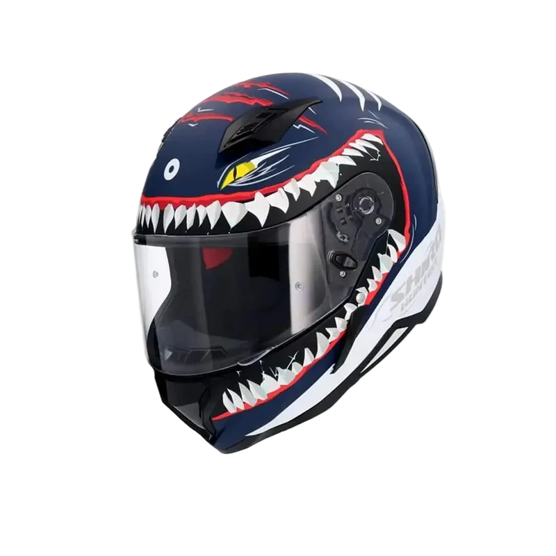 SHIRO HUNTER SHARK INTEGRALI CASCHI DI MOTO OPACO NAVY BLU BIANCO
