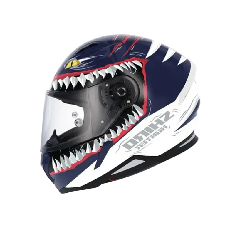 SHIRO HUNTER SHARK INTEGRALI CASCHI DI MOTO OPACO NAVY BLU BIANCO