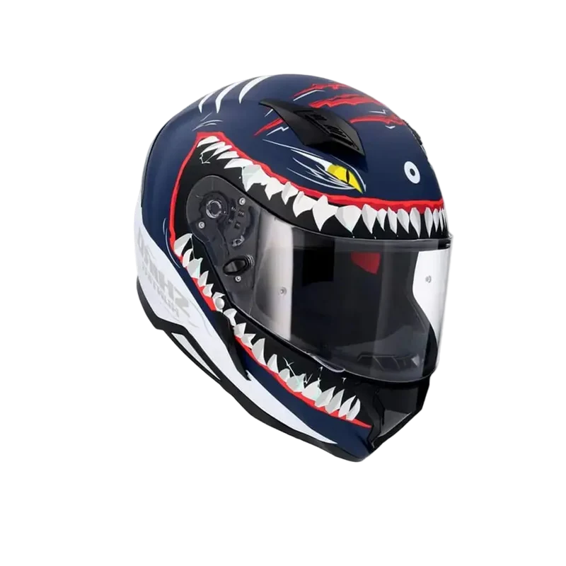 SHIRO HUNTER SHARK INTEGRALI CASCHI DI MOTO OPACO NAVY BLU BIANCO