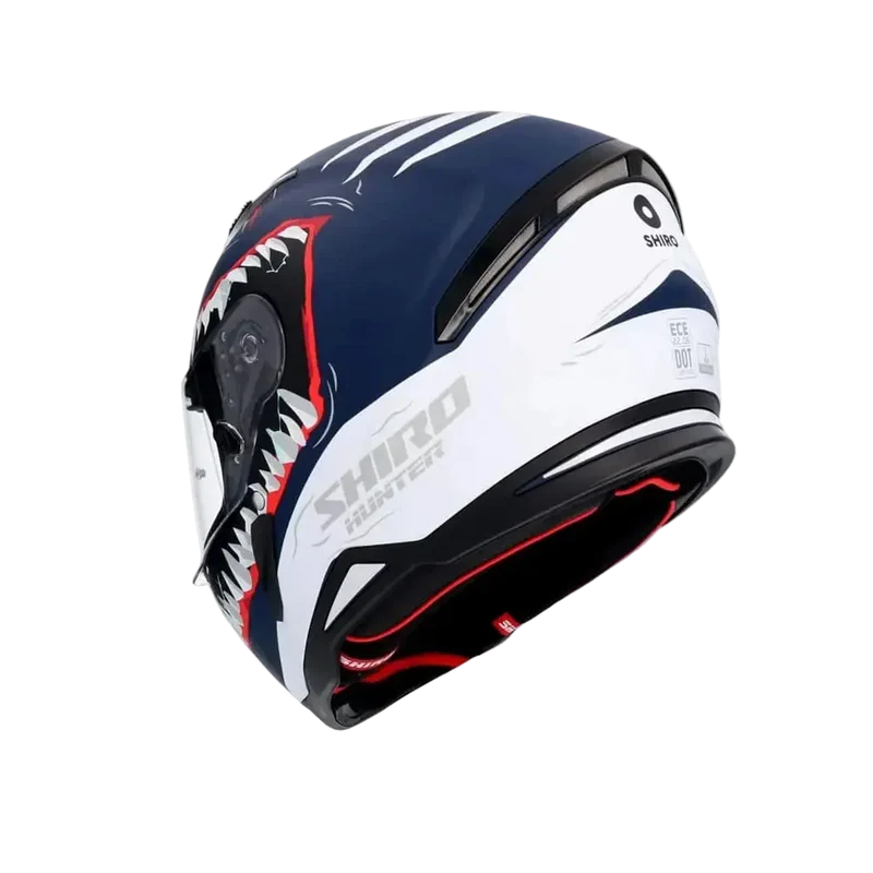 SHIRO HUNTER SHARK INTEGRALI CASCHI DI MOTO OPACO NAVY BLU BIANCO