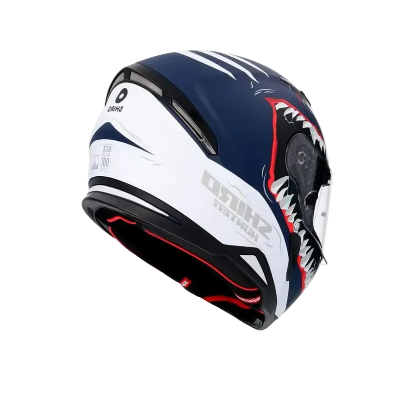 SHIRO HUNTER SHARK INTEGRALI CASCHI DI MOTO OPACO NAVY BLU BIANCO