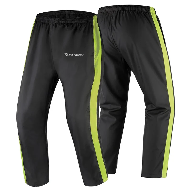 R-TECH TRACKER PANTALONI DI MOTO IMPERMEABILE NERO FLUO