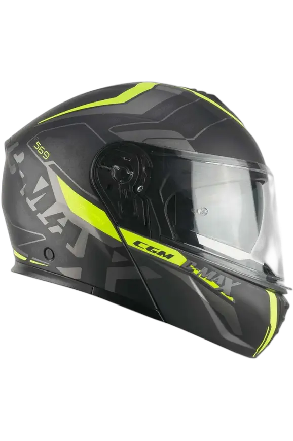 CGM 569G C MAX CITY MODULARE CASCHI DI MOTO NERO GIALLO FLUO OPACO