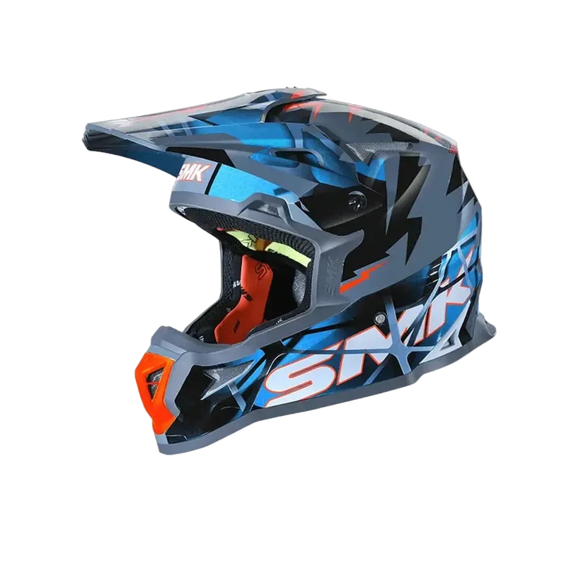 SMK ALLTERRA FULMINE GL651 CROSS CASCHI DI MOTO NERO GRIGIO BLU