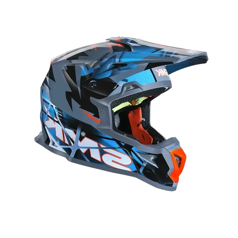 SMK ALLTERRA FULMINE GL651 CROSS CASCHI DI MOTO NERO GRIGIO BLU