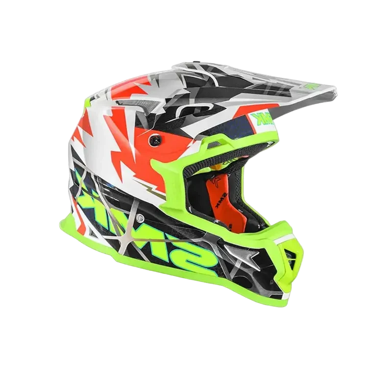 SMK ALLTERRA FULMINE GL174 CROSS CASCHI DI MOTO BIANCO ROSSO GIALLO FLOU