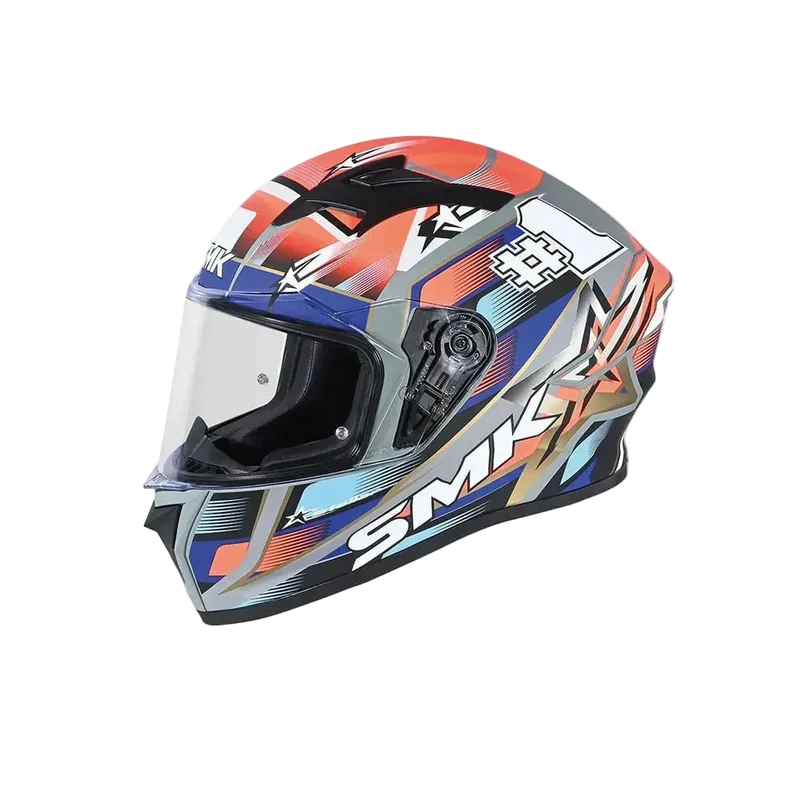 SMK STELLAR SPORTS #UNO MA657 INTEGRALE CASCHI DI MOTO ROSSO BLU GRIGIO