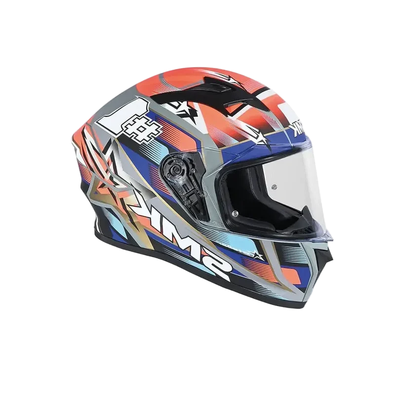 SMK STELLAR SPORTS #UNO MA657 INTEGRALE CASCHI DI MOTO ROSSO BLU GRIGIO