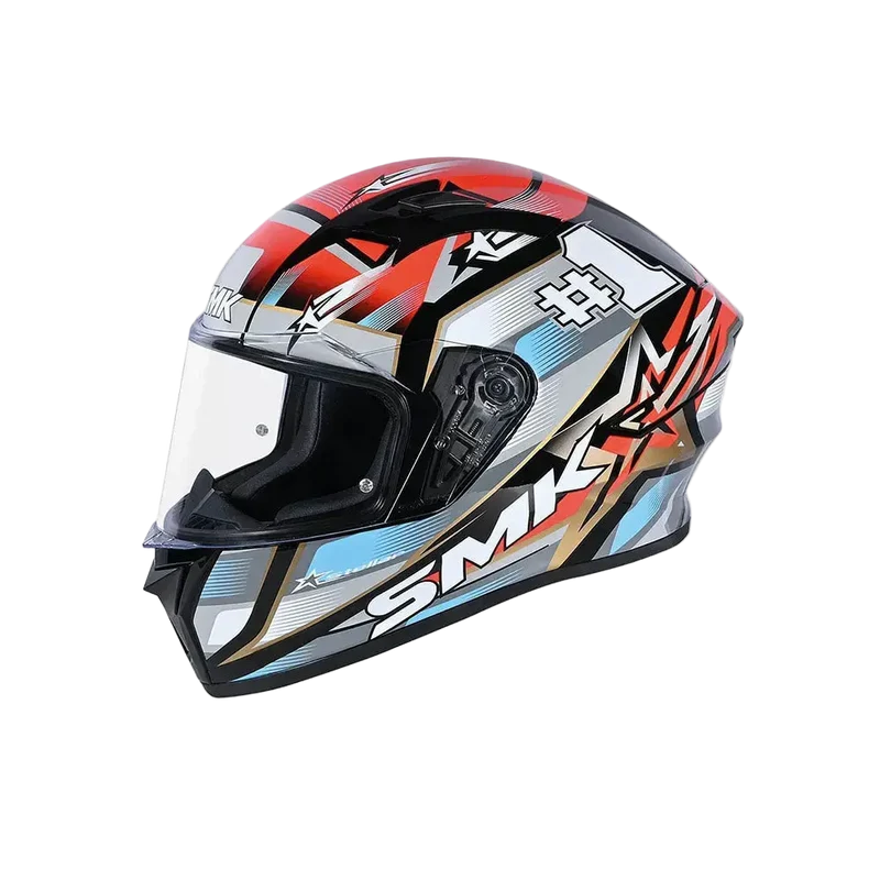 SMK STELLAR SPORTS #UNO MA263 INTEGRALE CASCHI DI MOTO GRIGIO BLU ROSSO