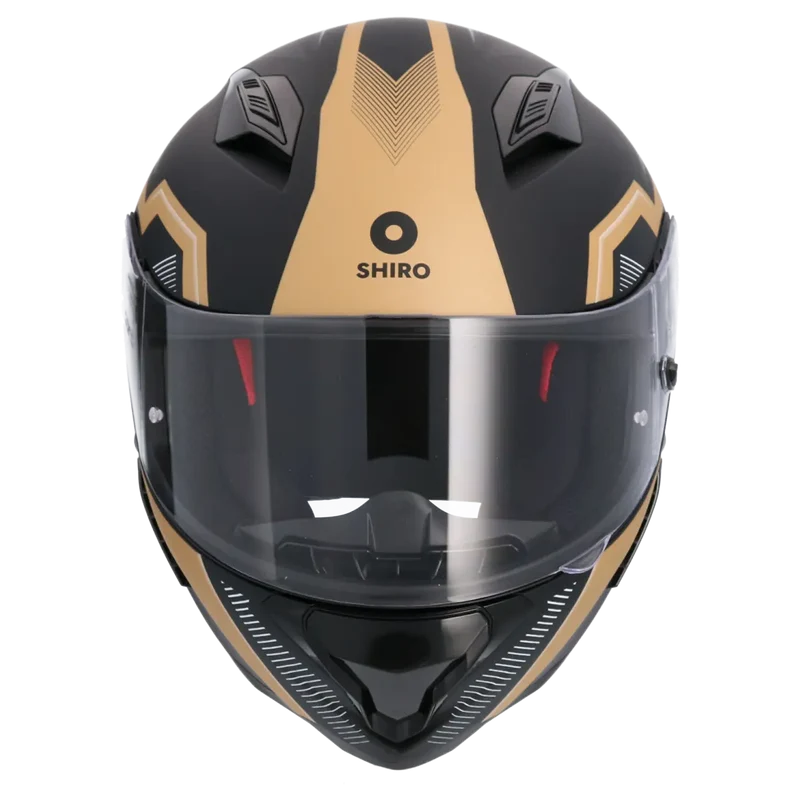 SHIRO HUNTER SH-890 MANDO INTEGRALI CASCHI DI MOTO NEGRO OPACO NERO ORO