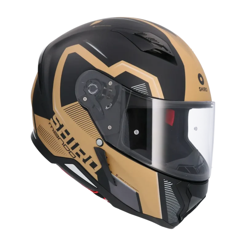 SHIRO HUNTER SH-890 MANDO INTEGRALI CASCHI DI MOTO NEGRO OPACO NERO ORO