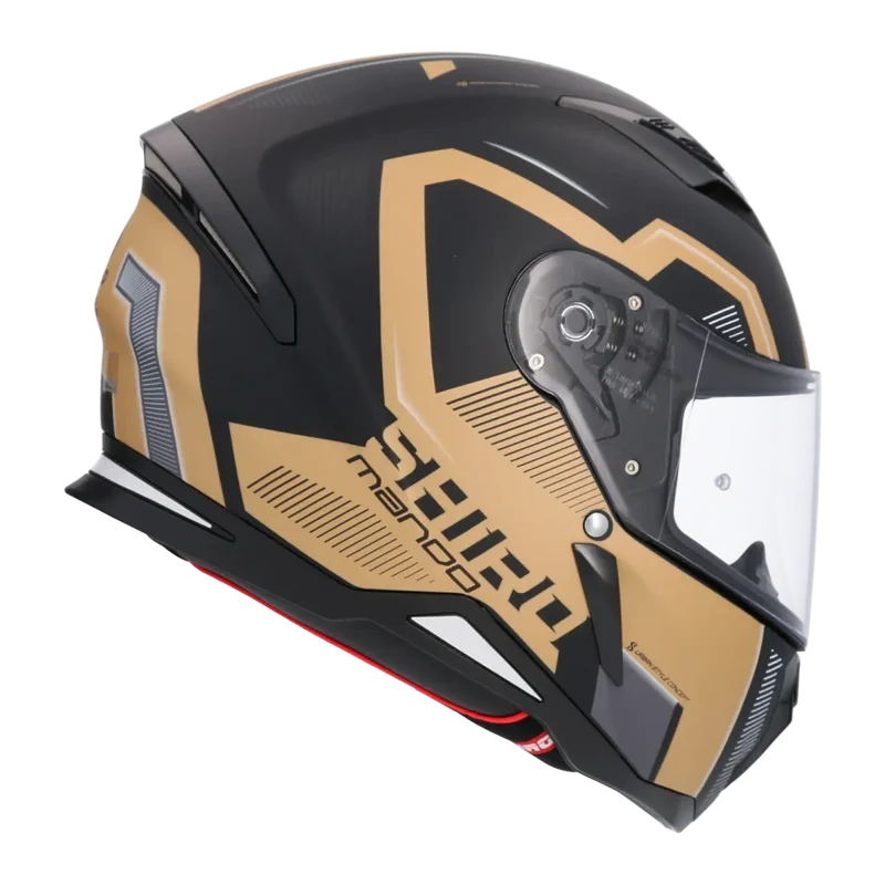 SHIRO HUNTER SH-890 MANDO INTEGRALI CASCHI DI MOTO NEGRO OPACO NERO ORO