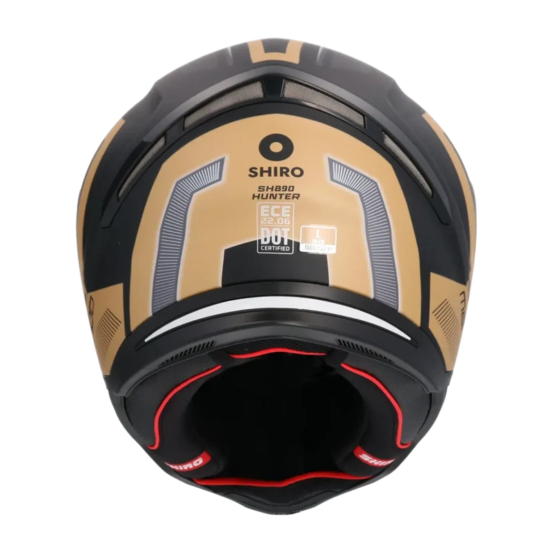 SHIRO HUNTER SH-890 MANDO INTEGRALI CASCHI DI MOTO NEGRO OPACO NERO ORO