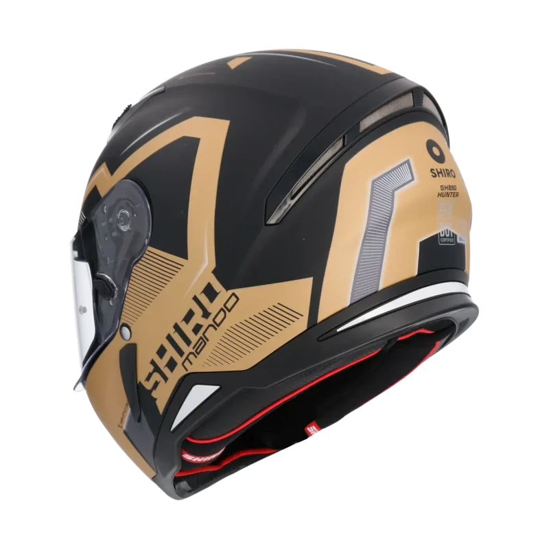 SHIRO HUNTER SH-890 MANDO INTEGRALI CASCHI DI MOTO NEGRO OPACO NERO ORO