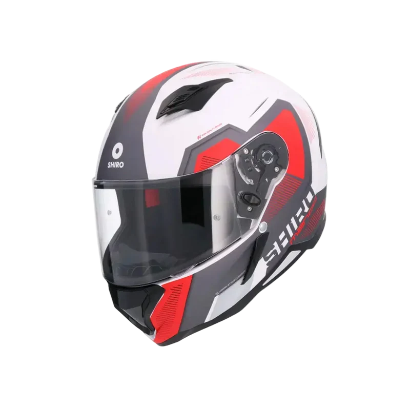 SHIRO HUNTER SH-890 COMMAND INTEGRALI CASCHI DI MOTO BIANCO OPACO ROSSO