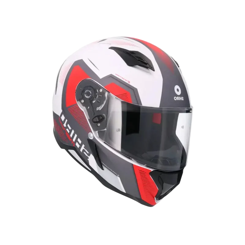 SHIRO HUNTER SH-890 COMMAND INTEGRALI CASCHI DI MOTO BIANCO OPACO ROSSO