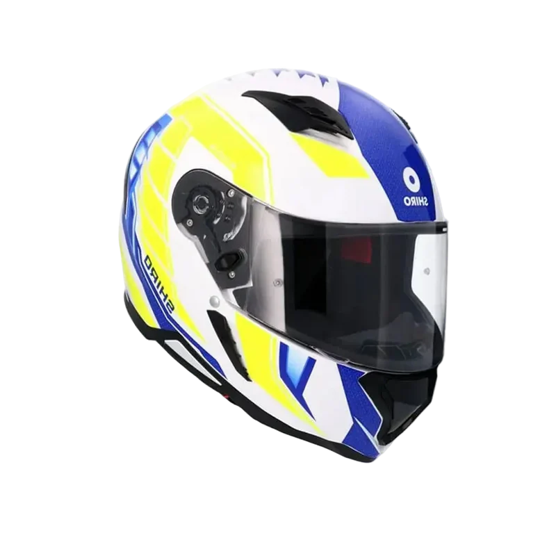 SHIRO HUNTER SH-890 EDGE CASCHI DI MOTO BLU GIALLO FLUO