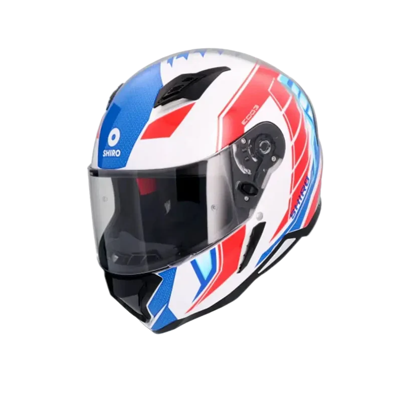 SHIRO HUNTER SH-890 EDGE CASCHI DI MOTO INTEGRALE BIANCO ROSSO BLU