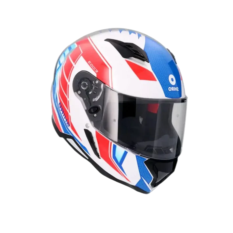 SHIRO HUNTER SH-890 EDGE CASCHI DI MOTO INTEGRALE BIANCO ROSSO BLU
