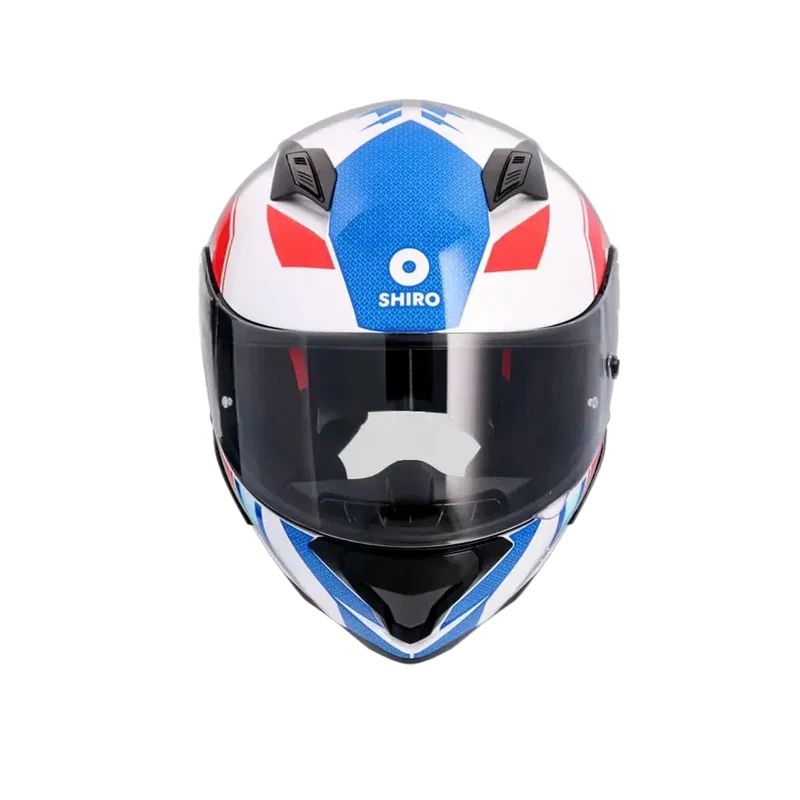 SHIRO HUNTER SH-890 EDGE CASCHI DI MOTO INTEGRALE BIANCO ROSSO BLU