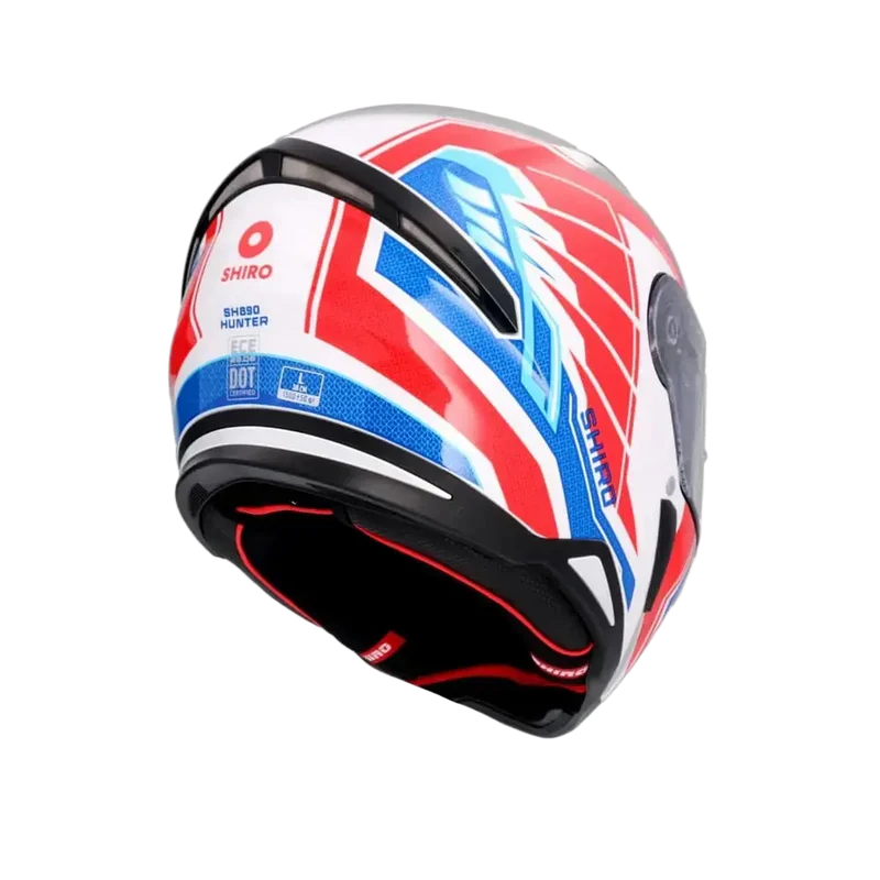 SHIRO HUNTER SH-890 EDGE CASCHI DI MOTO INTEGRALE BIANCO ROSSO BLU