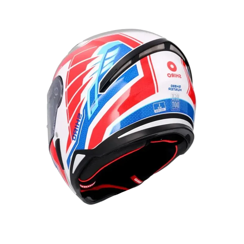 SHIRO HUNTER SH-890 EDGE CASCHI DI MOTO INTEGRALE BIANCO ROSSO BLU