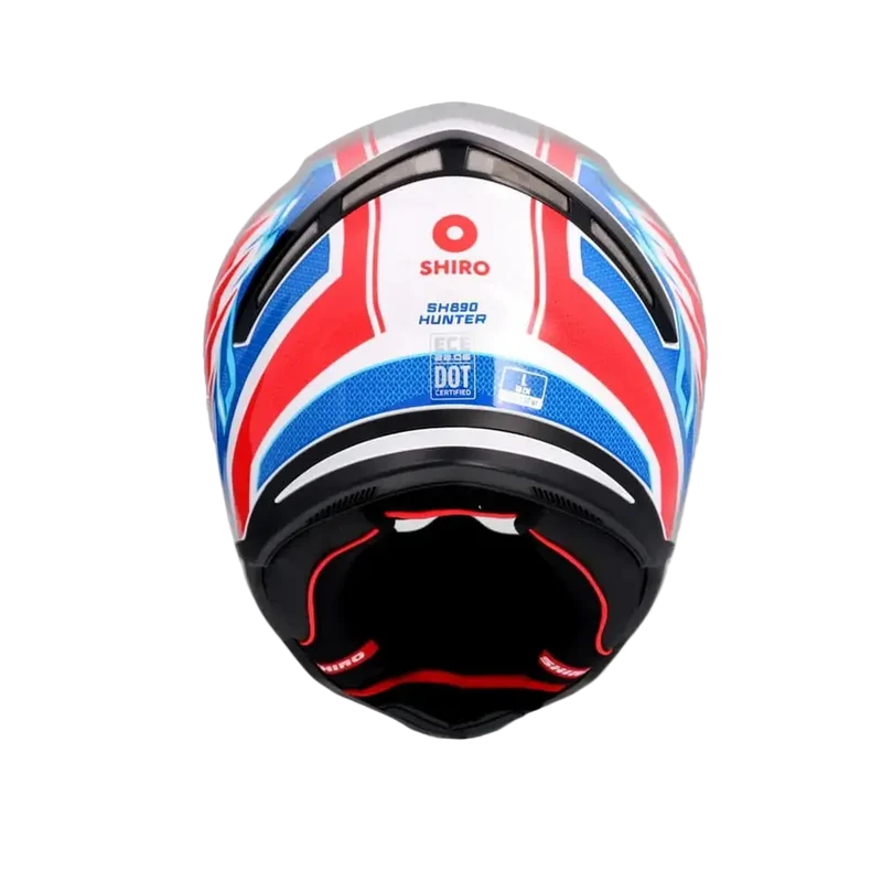 SHIRO HUNTER SH-890 EDGE CASCHI DI MOTO INTEGRALE BIANCO ROSSO BLU