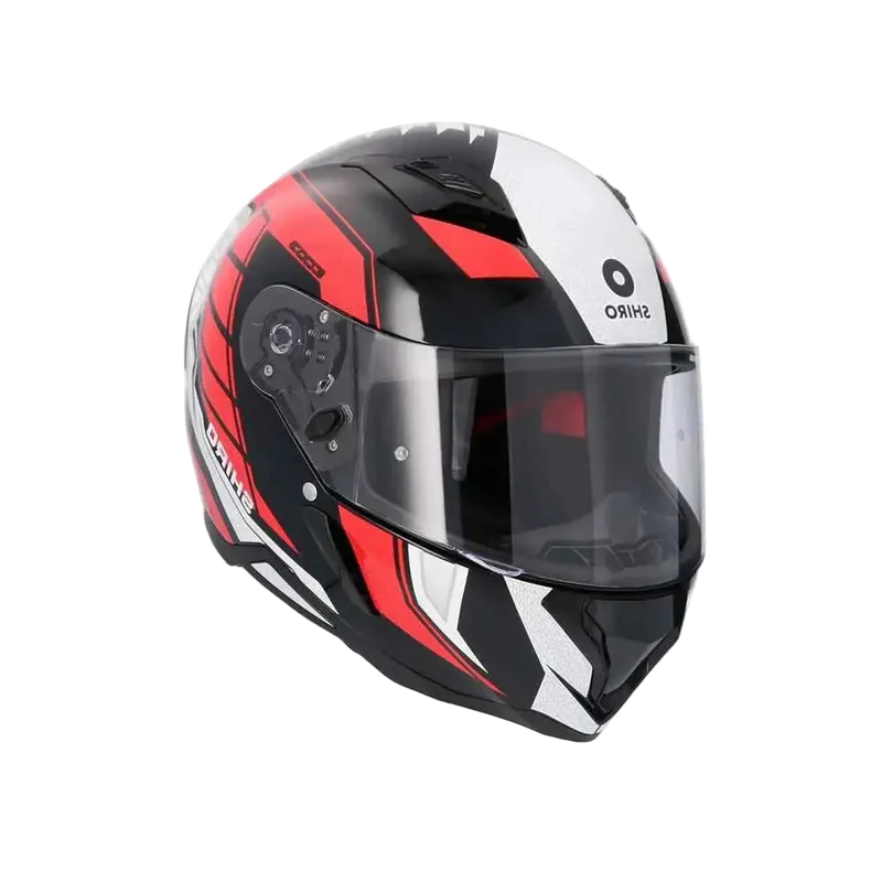 SHIRO HUNTER SH-890 EDGE CASCHI DI MOTO INTEGRALE NERO ROSSO BIANCO