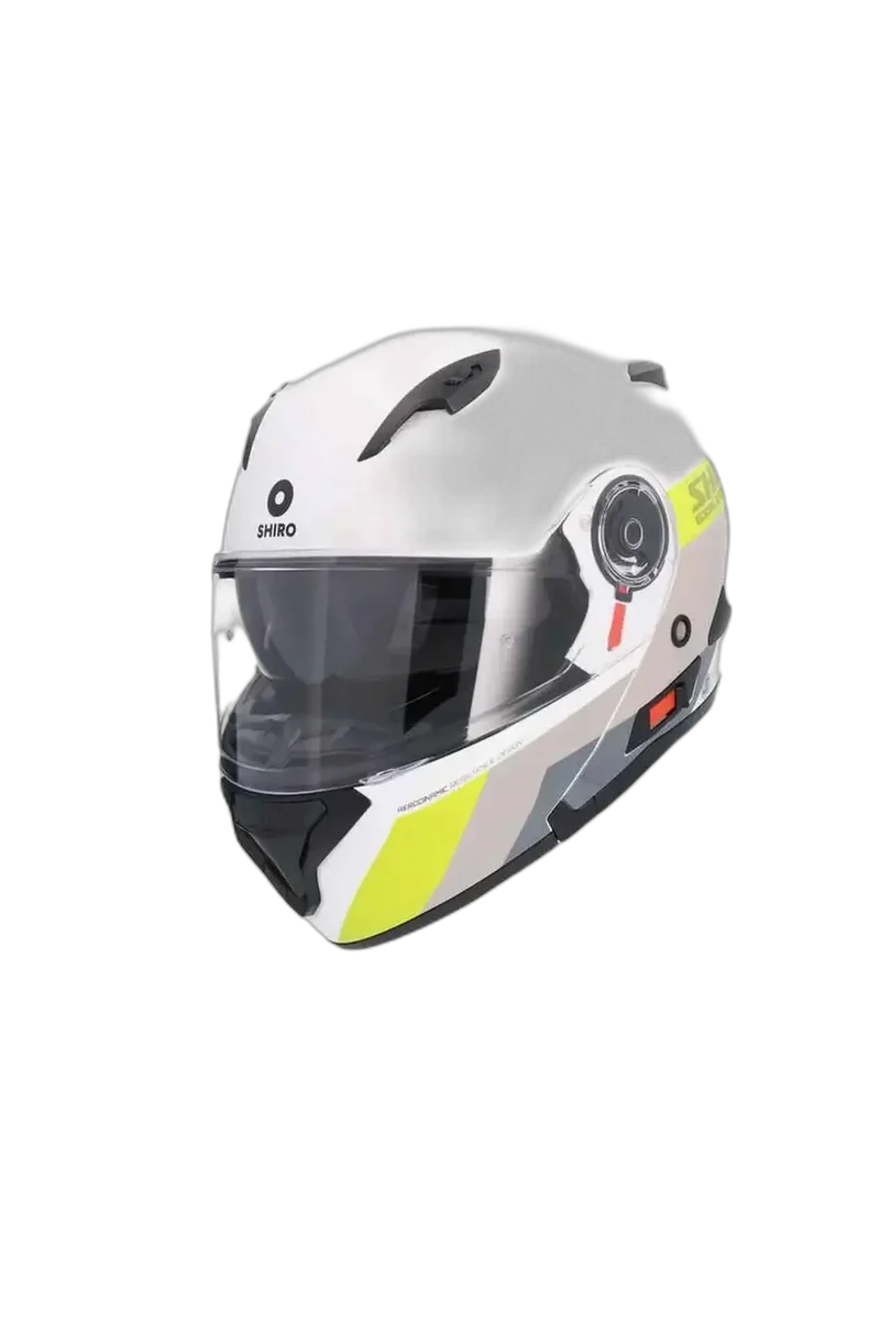 SHIRO EXPLORER MAVERICK MODULARI CASCHI DI MOTO BLANCO GRIGIO GIALLO