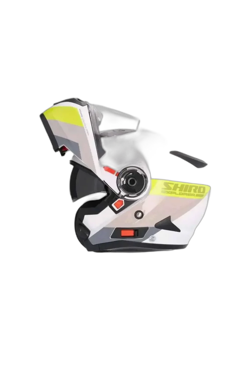 SHIRO EXPLORER MAVERICK MODULARI CASCHI DI MOTO BLANCO GRIGIO GIALLO