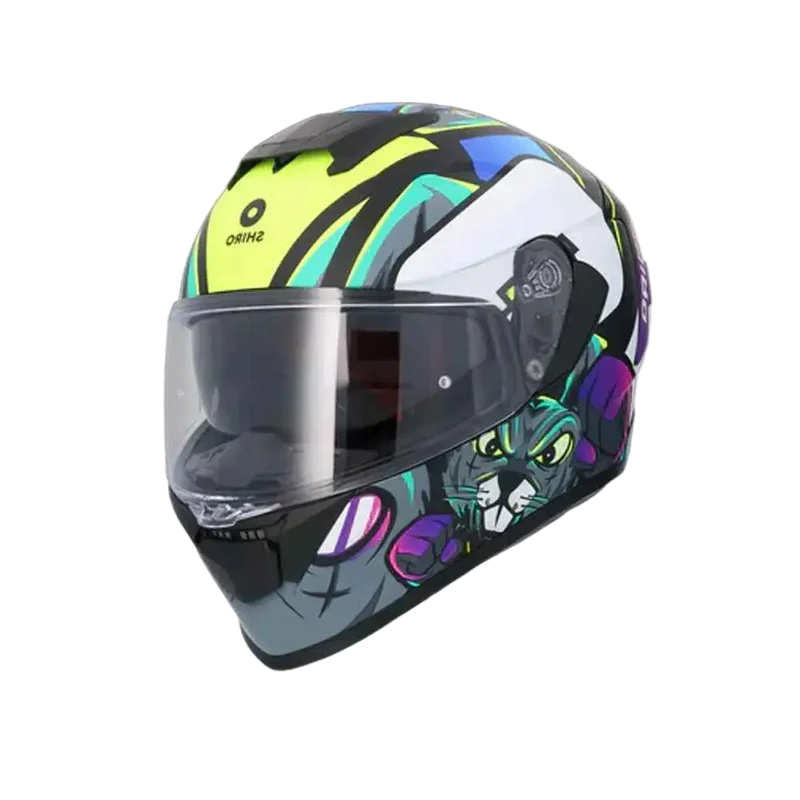 SHIRO RAPTOR CRAZY RABBIT INTEGRALI CASCHI DI MOTO NERO ROSA GIALLO FLOU