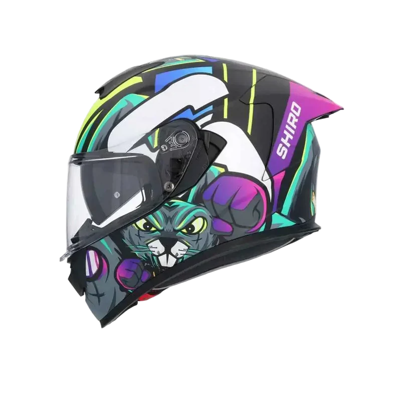 SHIRO RAPTOR CRAZY RABBIT INTEGRALI CASCHI DI MOTO NERO ROSA GIALLO FLOU