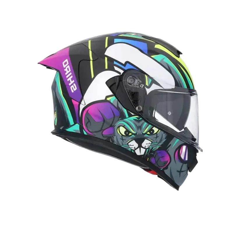 SHIRO RAPTOR CRAZY RABBIT INTEGRALI CASCHI DI MOTO NERO ROSA GIALLO FLOU