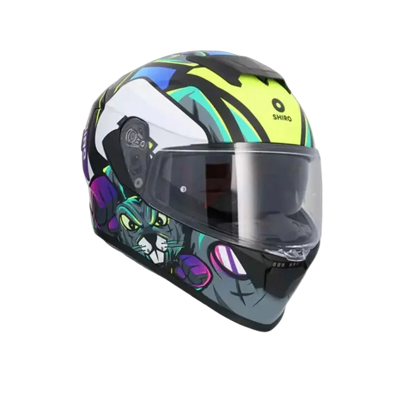 SHIRO RAPTOR CRAZY RABBIT INTEGRALI CASCHI DI MOTO NERO ROSA GIALLO FLOU