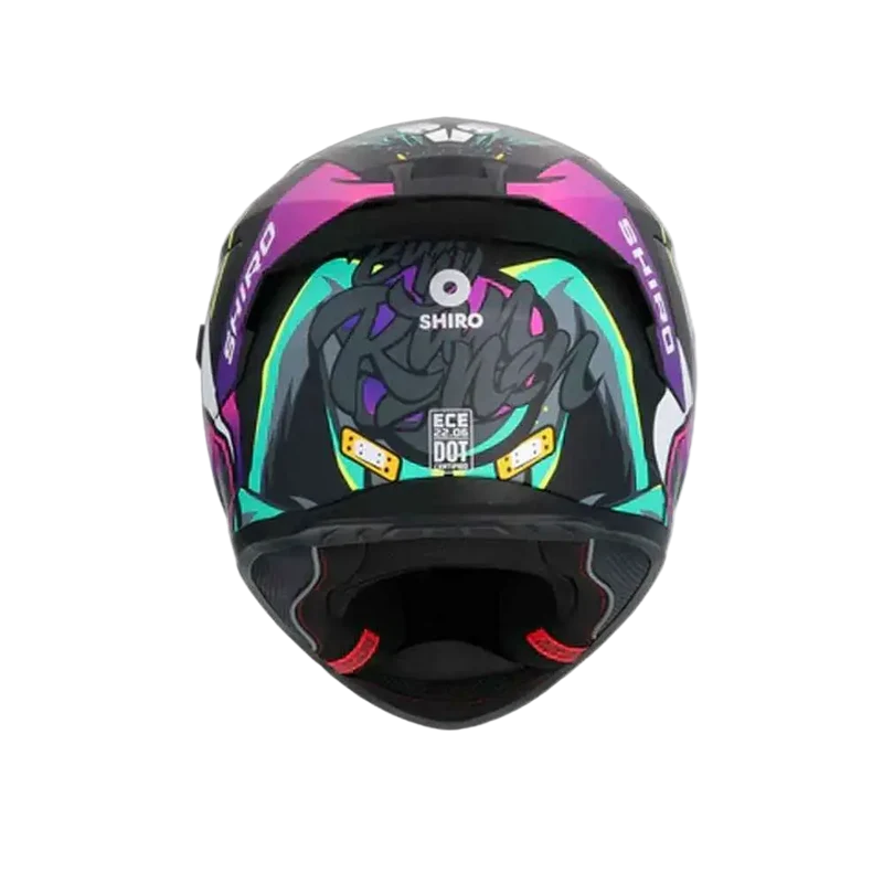 SHIRO RAPTOR CRAZY RABBIT INTEGRALI CASCHI DI MOTO NERO ROSA GIALLO FLOU