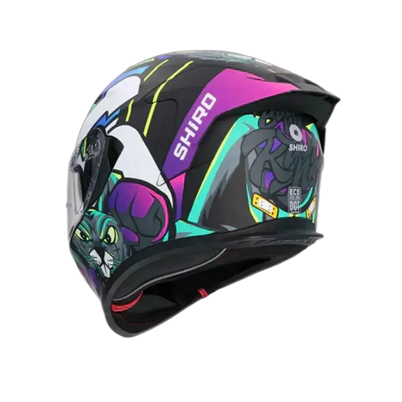 SHIRO RAPTOR CRAZY RABBIT INTEGRALI CASCHI DI MOTO NERO ROSA GIALLO FLOU
