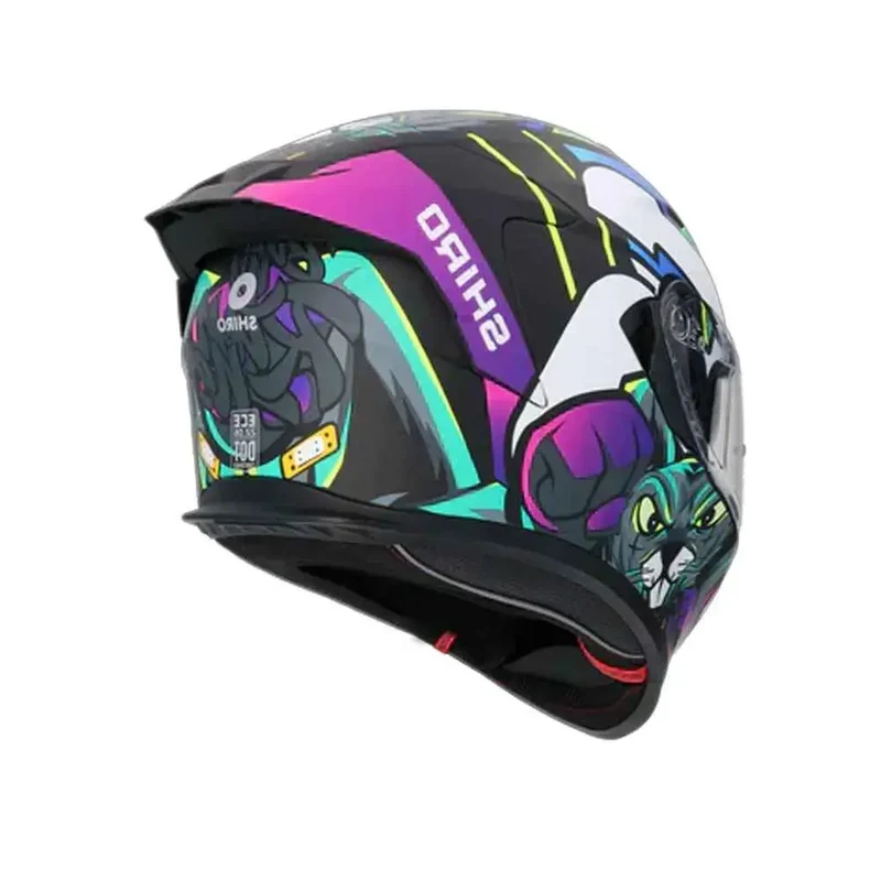 SHIRO RAPTOR CRAZY RABBIT INTEGRALI CASCHI DI MOTO NERO ROSA GIALLO FLOU
