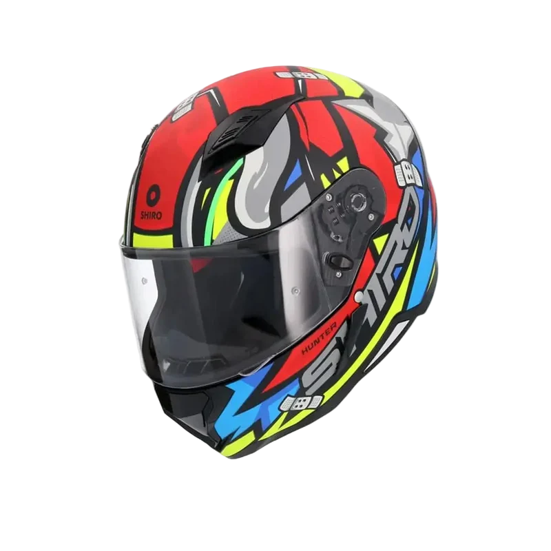 SHIRO HUNTER RACCOON INTEGRALI CASCHI DI MOTO ROSSO BLU GRIGIO