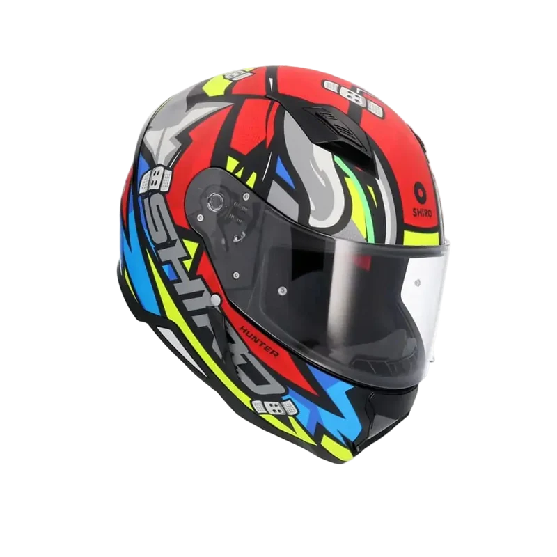 SHIRO HUNTER RACCOON INTEGRALI CASCHI DI MOTO ROSSO BLU GRIGIO