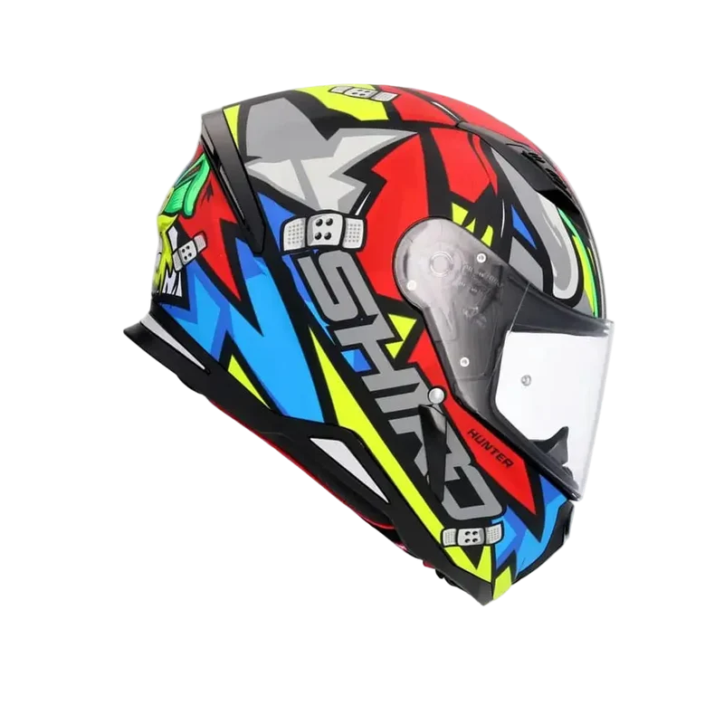 SHIRO HUNTER RACCOON INTEGRALI CASCHI DI MOTO ROSSO BLU GRIGIO