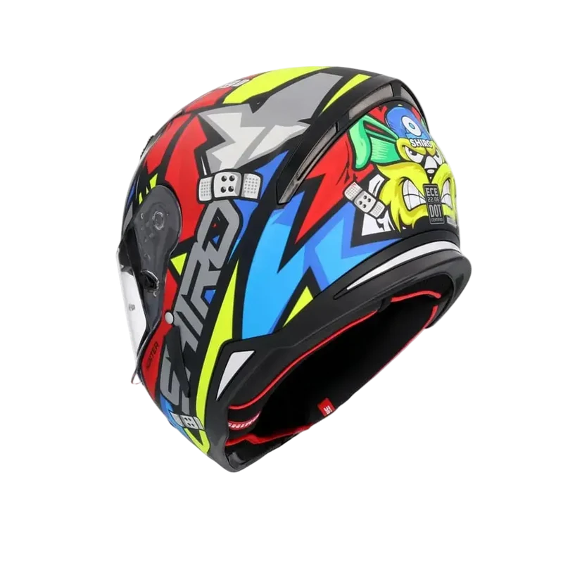 SHIRO HUNTER RACCOON INTEGRALI CASCHI DI MOTO ROSSO BLU GRIGIO