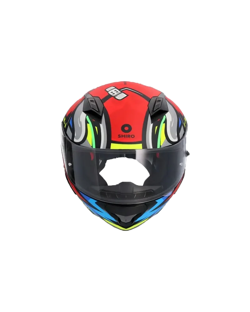 SHIRO HUNTER RACCOON INTEGRALI CASCHI DI MOTO ROSSO BLU GRIGIO