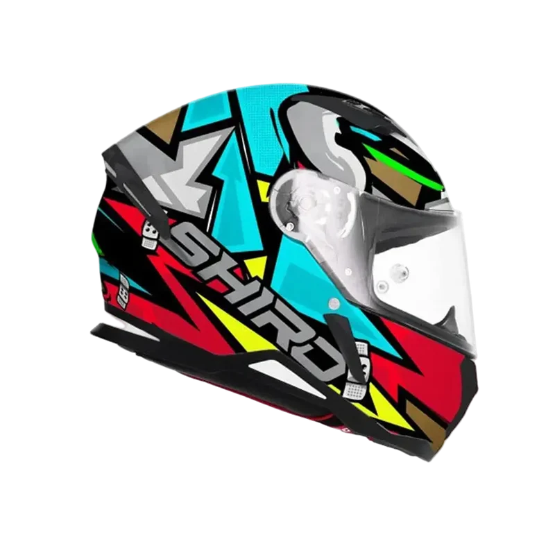 SHIRO HUNTER RACCOON INTEGRALI CASCHI DI MOTO OPACO BLU ROSSO MARRONE