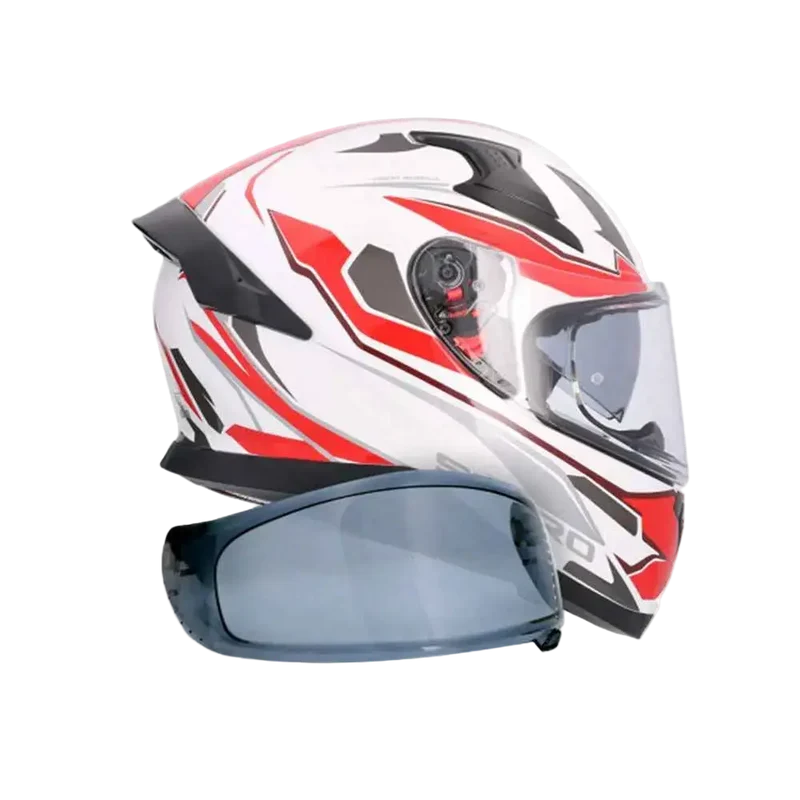 SHIRO KATANA SHARP INTEGRALE CASCHI DI MOTO BIANCO ROSSO